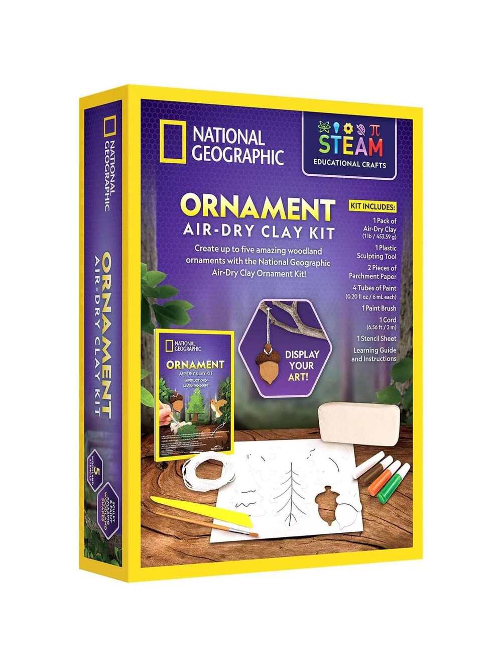 National Geographic Glow in the Dark Clay Ornament Craft Kit with Paints and Muc